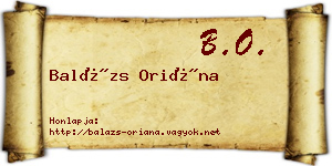 Balázs Oriána névjegykártya